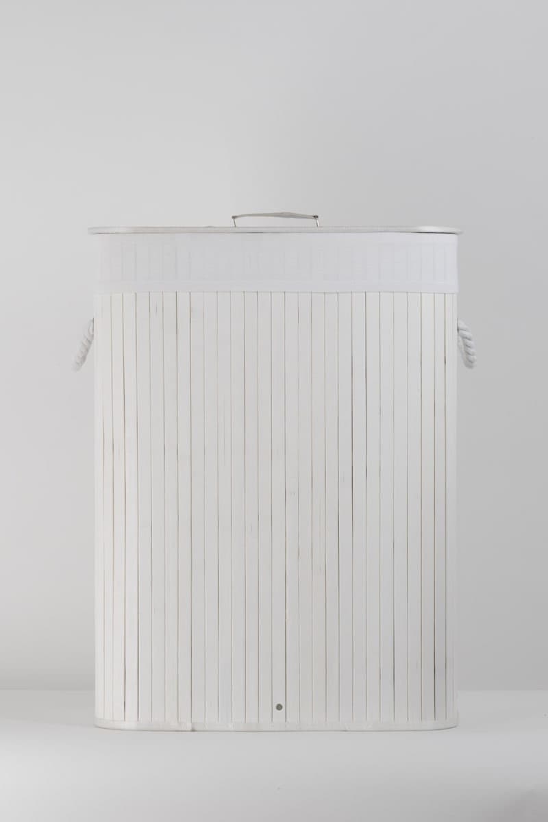 Kosz bambusowy z wyściółką na pranie Koszoplotka biały 45x28x61h