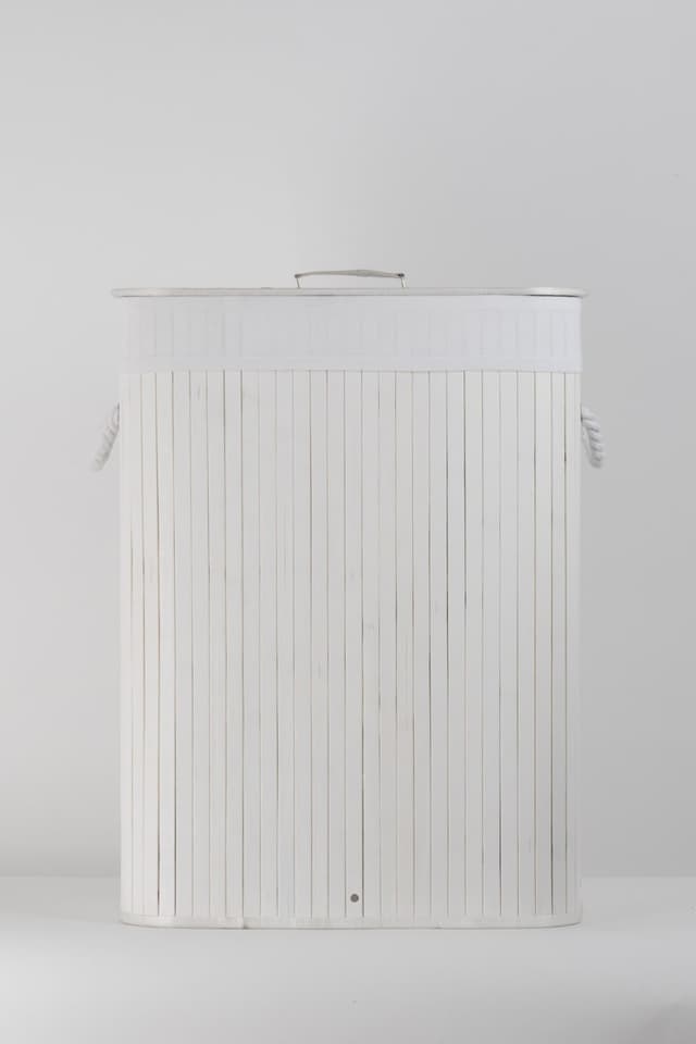 Kosz bambusowy z wyściółką na pranie Koszoplotka biały 45x28x61h