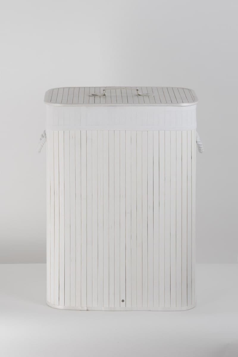 Kosz bambusowy z wyściółką na pranie Koszoplotka biały 45x28x61h