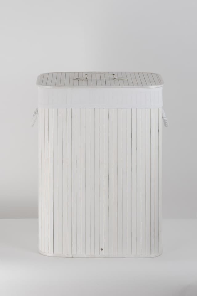 Kosz bambusowy z wyściółką na pranie Koszoplotka biały 45x28x61h