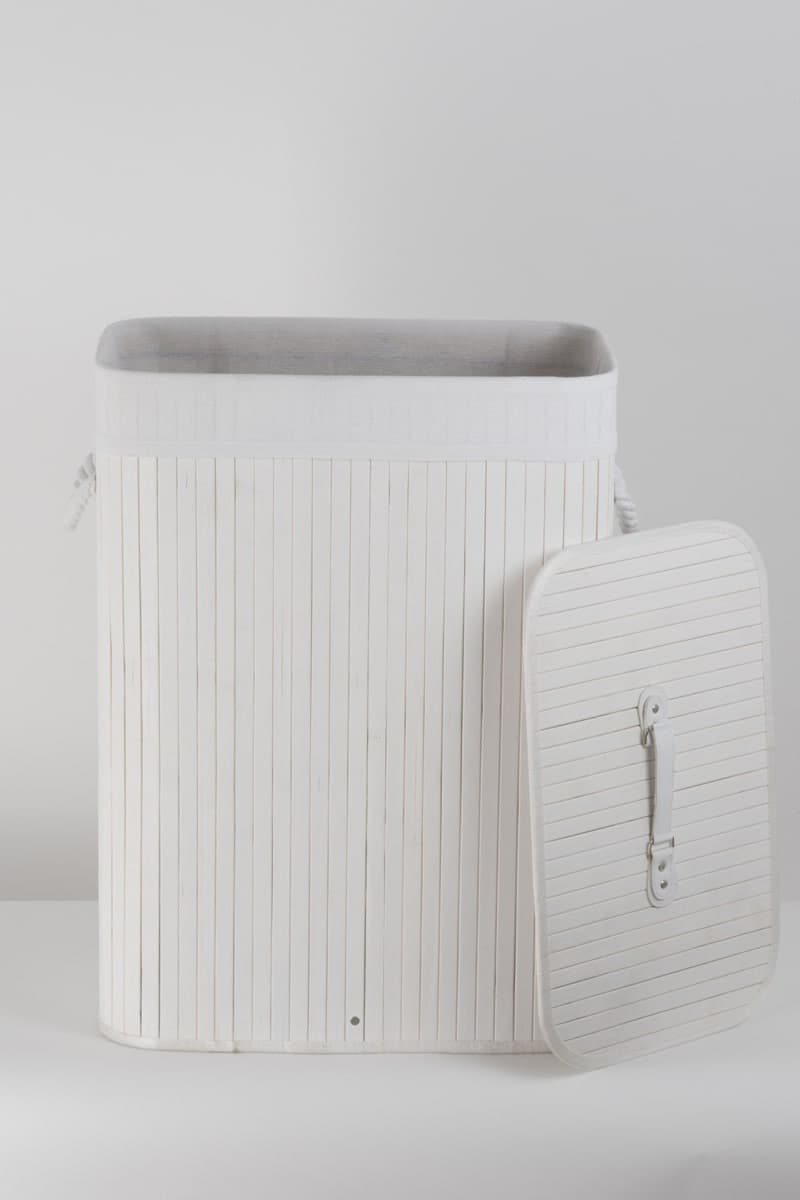 Kosz bambusowy z wyściółką na pranie Koszoplotka biały 45x28x61h