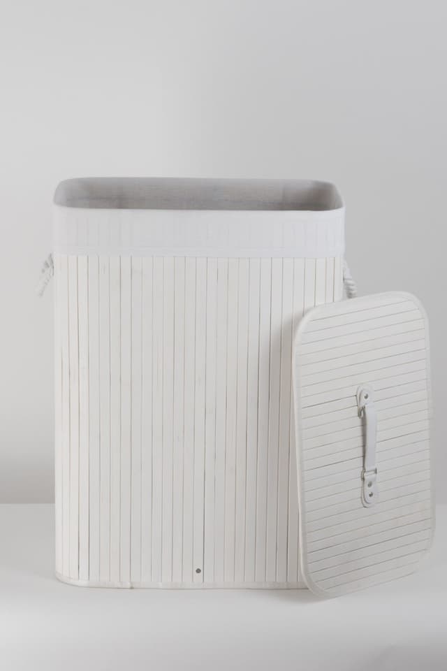 Kosz bambusowy z wyściółką na pranie Koszoplotka biały 45x28x61h