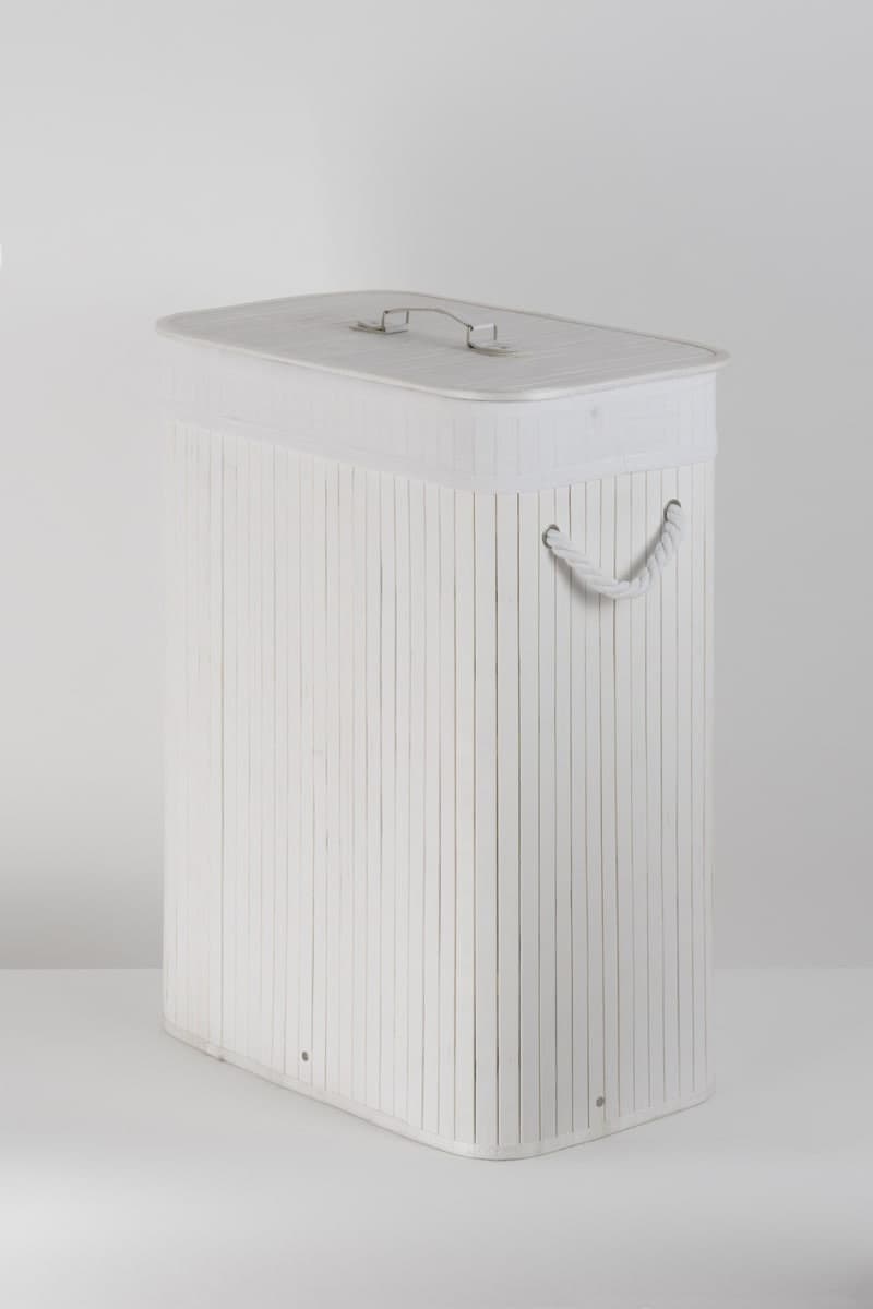 Kosz bambusowy z wyściółką na pranie Koszoplotka biały 45x28x61h