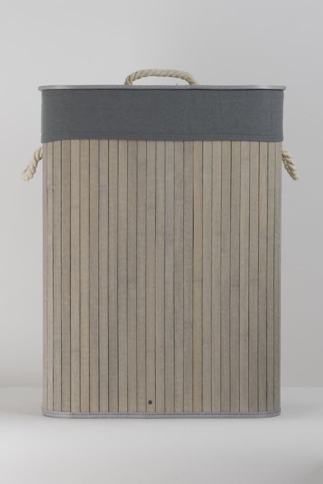 Kosz bambusowy z wyściółką na pranie Koszoplotka szary 45x28x61h