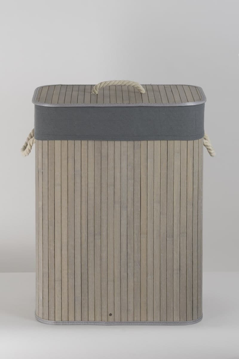 Kosz bambusowy z wyściółką na pranie Koszoplotka szary 45x28x61h