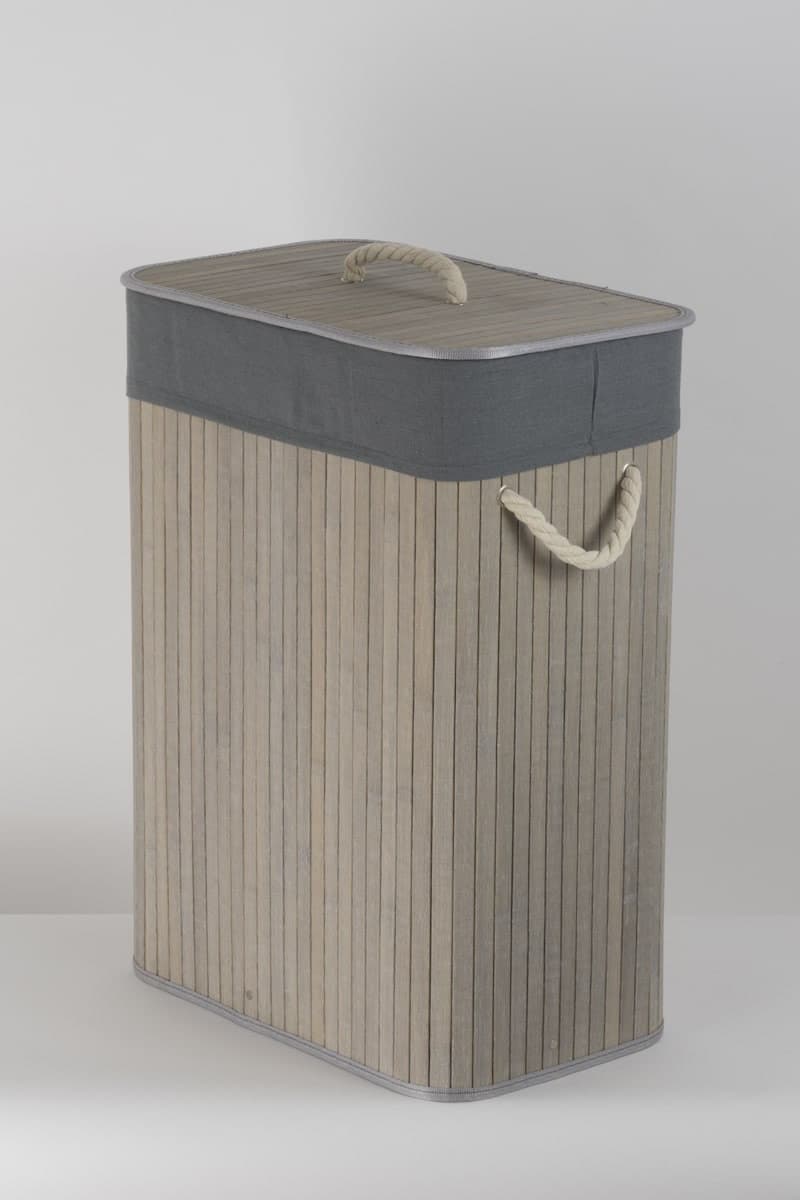 Kosz bambusowy z wyściółką na pranie Koszoplotka szary 45x28x61h