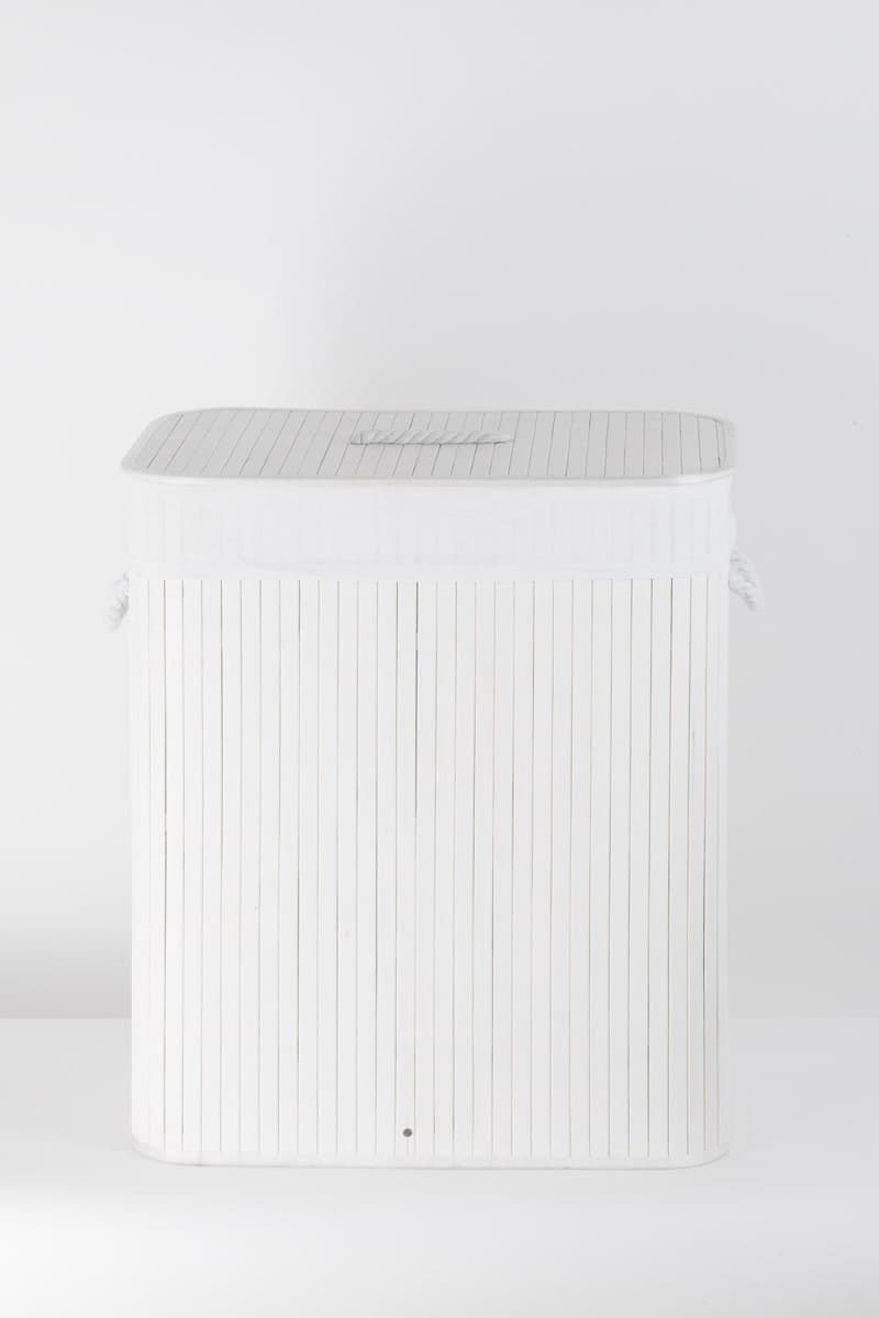 Kosz bambusowy z wyściółką na pranie Koszoplotka biały 52x32x63h