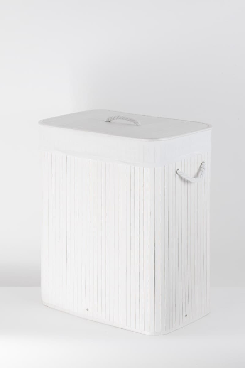 Kosz bambusowy z wyściółką na pranie Koszoplotka biały 52x32x63h