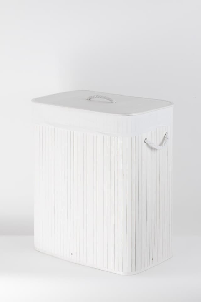 Kosz bambusowy z wyściółką na pranie Koszoplotka biały 52x32x63h