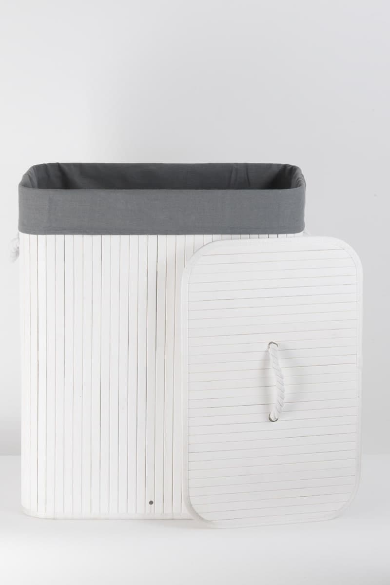 Składany kosz na pranie 52x32x63 cm BIAŁY 532 BAMBUSOWY SZARA Koszoplotka