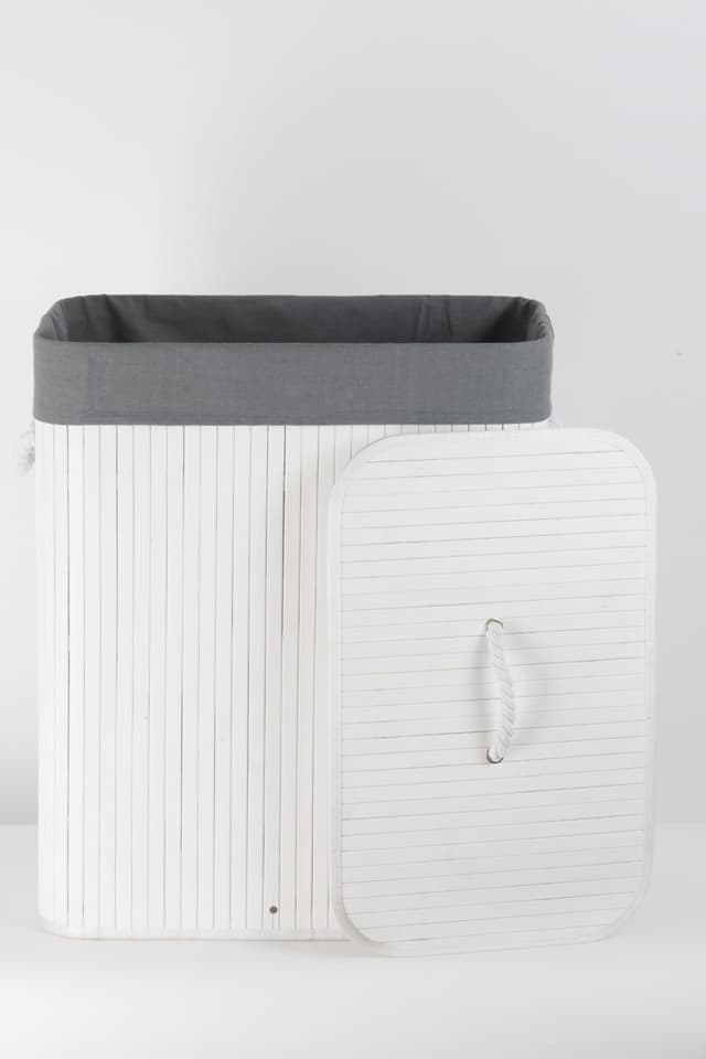 Składany kosz na pranie 52x32x63 cm BIAŁY 532 BAMBUSOWY SZARA Koszoplotka