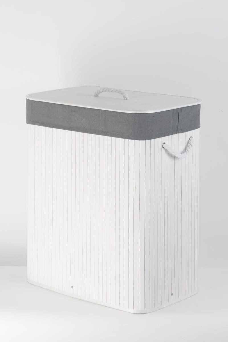 Składany kosz na pranie 52x32x63 cm BIAŁY 532 BAMBUSOWY SZARA Koszoplotka