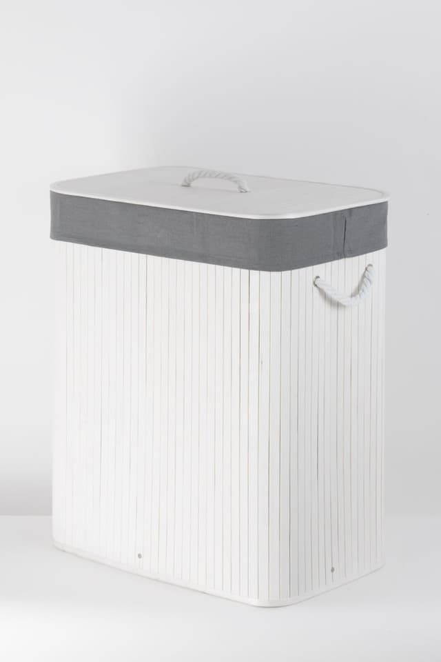 Składany kosz na pranie 52x32x63 cm BIAŁY 532 BAMBUSOWY SZARA Koszoplotka