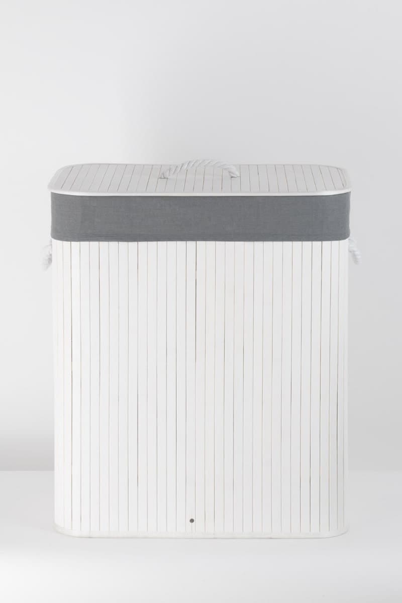 Składany kosz na pranie 52x32x63 cm BIAŁY 532 BAMBUSOWY SZARA Koszoplotka