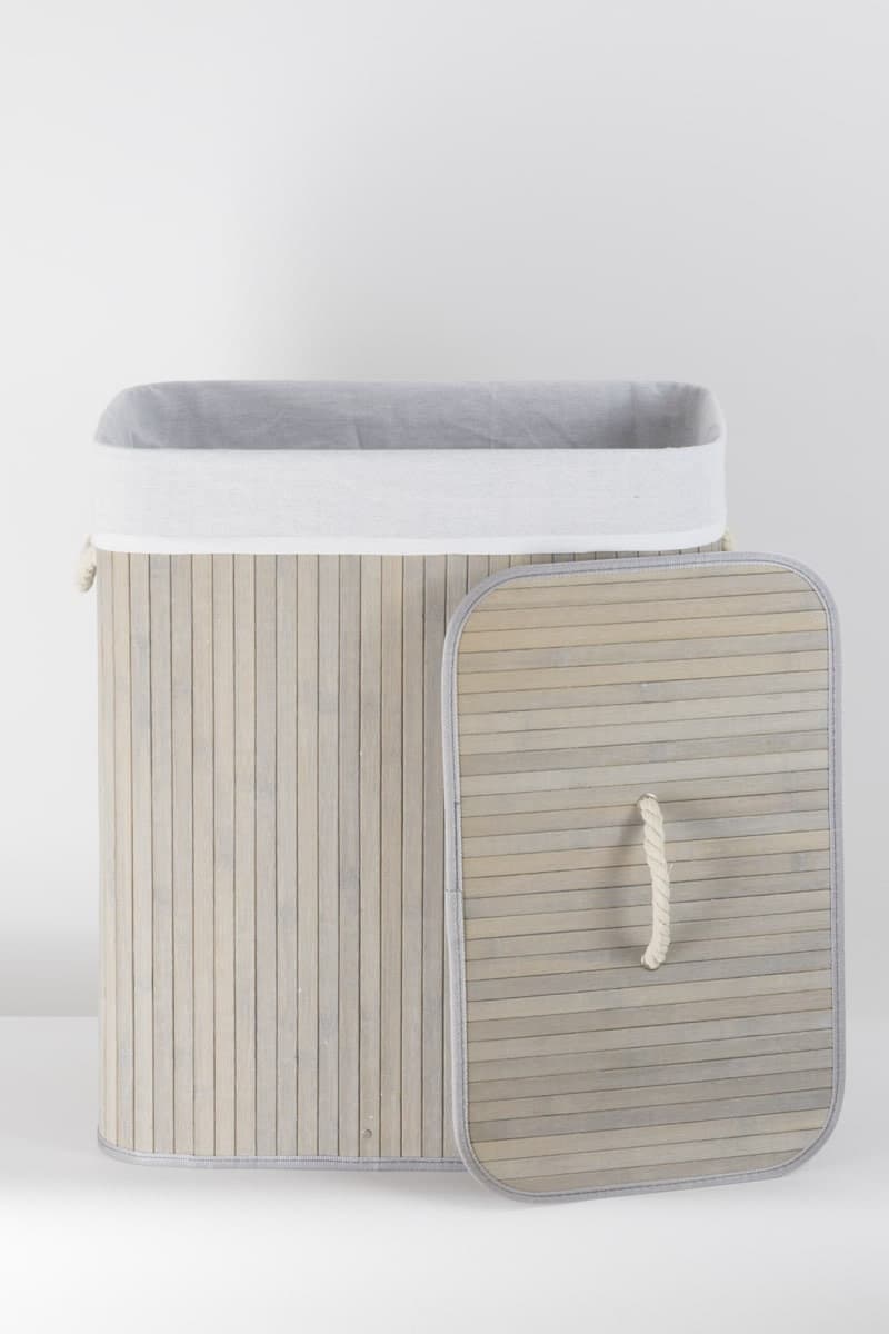 Składany kosz na pranie 52x32x63cm SZARY 532 BAMBUSOWY ECRU Koszoplotka