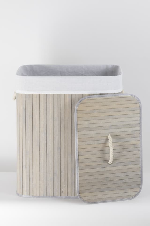 Składany kosz na pranie 52x32x63cm SZARY 532 BAMBUSOWY ECRU Koszoplotka