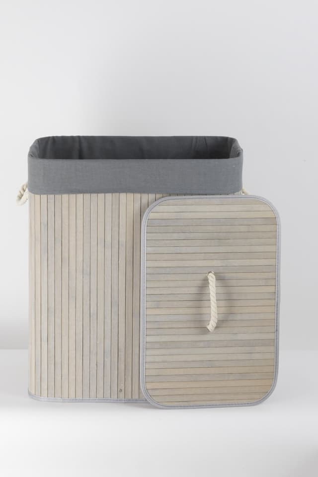 Składany kosz na pranie 52x32x63cm SZARY 532 BAMBUSOWY GRAFIT Koszoplotka