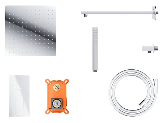 Zestaw prysznicowy podtynkowy ANGO Z01MCH Deszczownica 25 cm Mieszacz Słuchawka prysznicowa Chrom