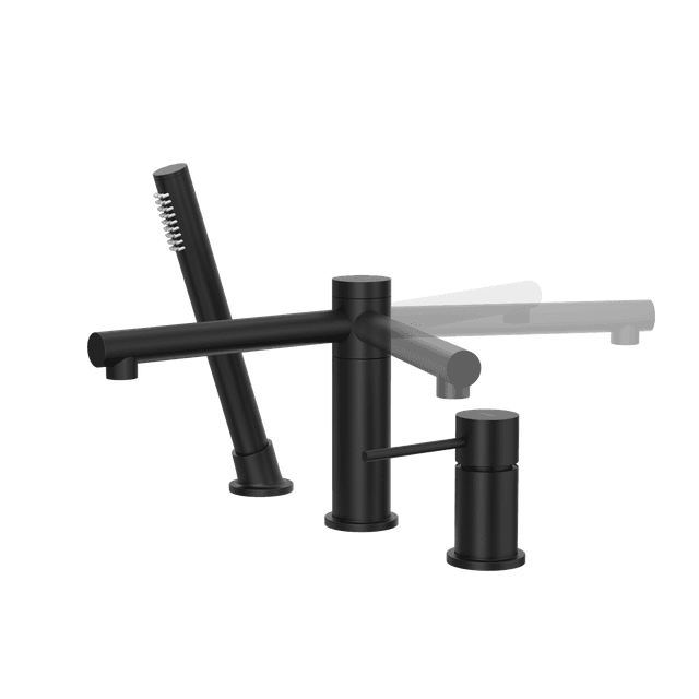 Bateria wannowa 3 otworowa Corsan CMB7542BL Lugo czarna z wylewką i słuchawką prysznicową