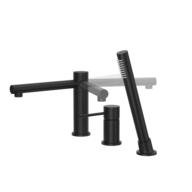 Bateria wannowa 3 otworowa Corsan CMB7542BL Lugo czarna z wylewką i słuchawką prysznicową