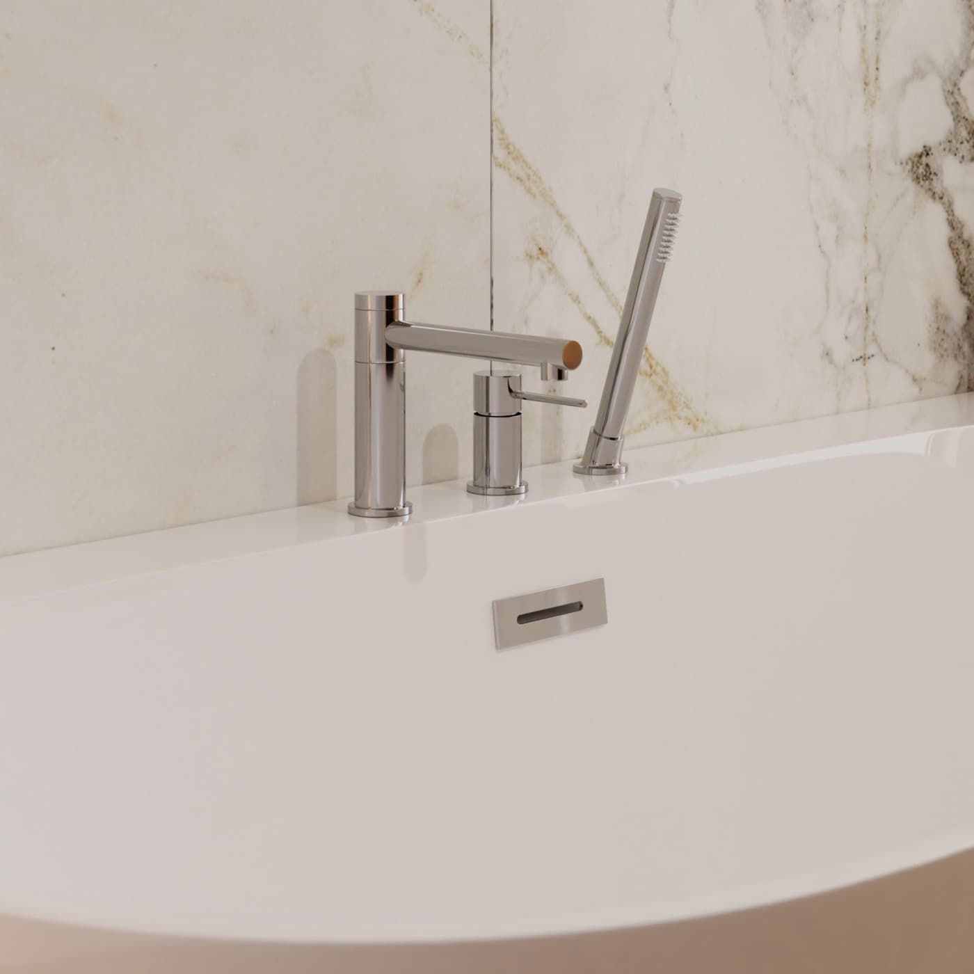 Bateria wannowa 3 otworowa LUGO CMB7542CH z wylewką i słuchawką prysznicową chromowana