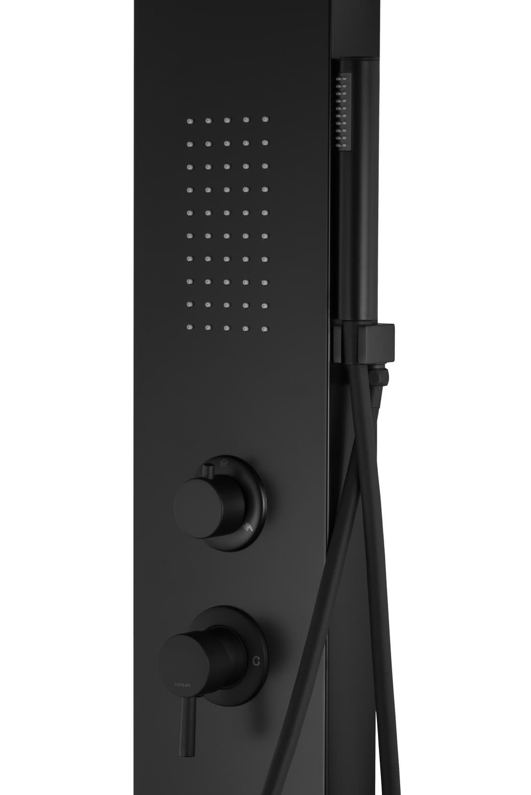 Panel prysznicowy Corsan ALTO Mieszacz Czarny Deszczownica LED