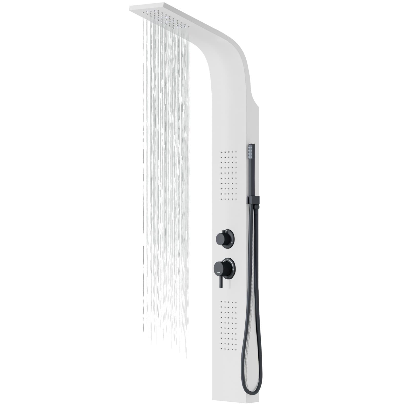 Panel prysznicowy Corsan Alto A017 biały z oświetleniem LED i czarnym wykończeniem