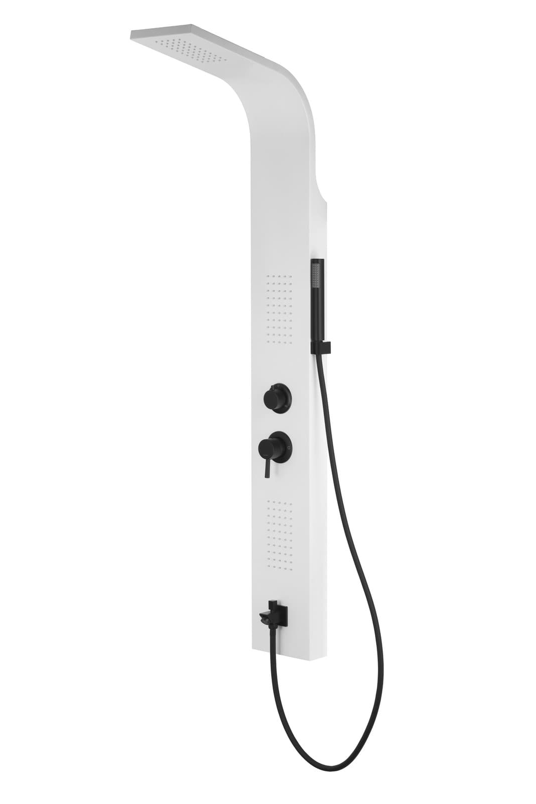 Panel prysznicowy Corsan Alto A017 biały z czarnym wykończeniem oświetleniem LED i wylewką