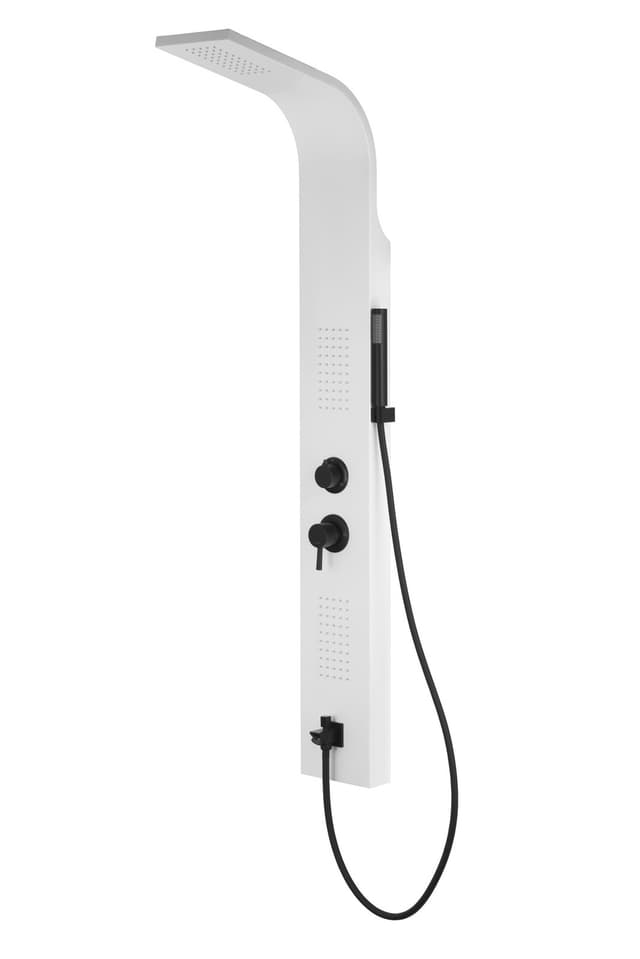 Panel prysznicowy Corsan Alto A017 biały z czarnym wykończeniem oświetleniem LED i wylewką
