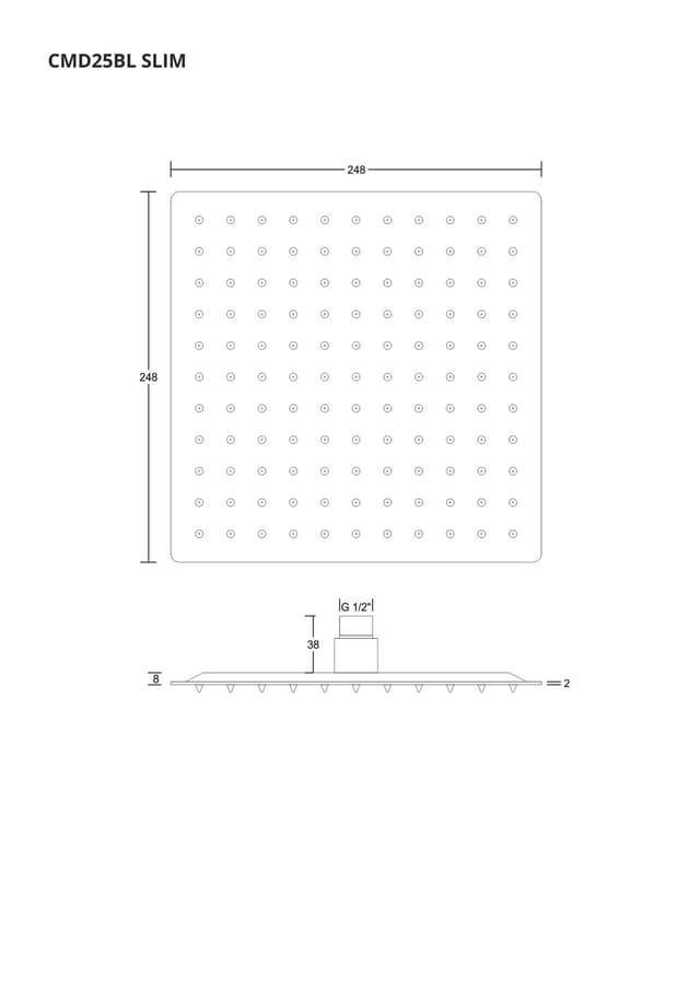 Deszczownica natryskowa Corsan CMD25BL SLIM stalowa czarna kwadratowa 25 cm