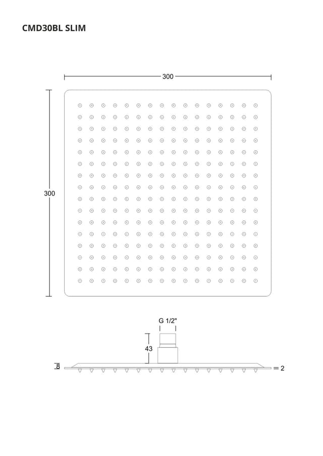 Deszczownica natryskowa Corsan CMD30BL SLIM stalowa czarna kwadratowa 30 cm