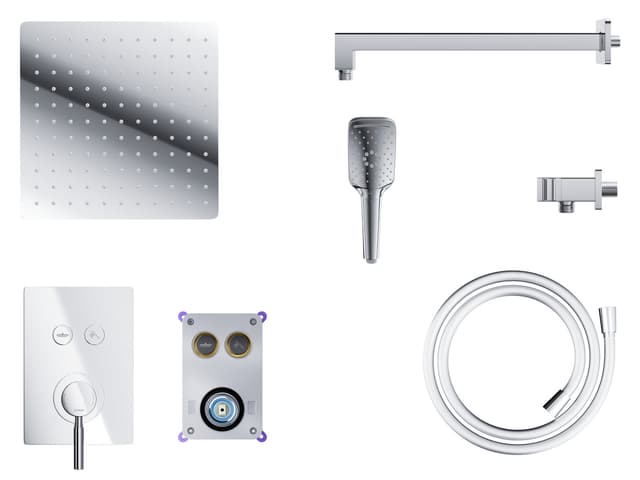 Zestaw prysznicowy Corsan CMZ068CH chrom z deszczownicą i głowicą mieszaczową