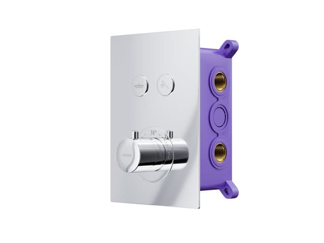 Zestaw prysznicowy podtynkowy Corsan BOX Termostat przyciskowy Deszczownica 25cm Chrom