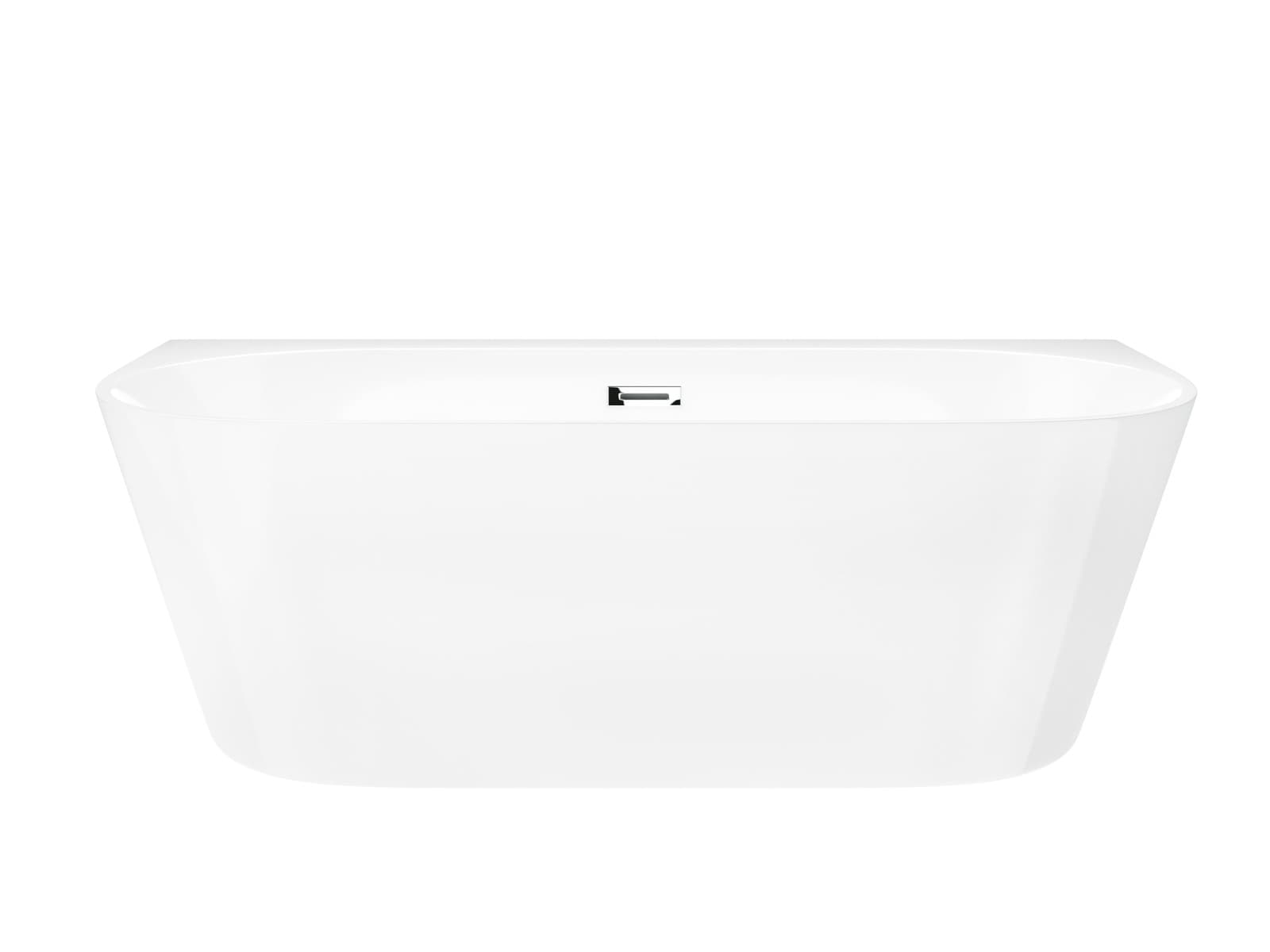 Wanna przyścienna wolnostojąca Corsan MONO 150 x 75 cm z szeroką krawędzią Korek klik-klak Chrom