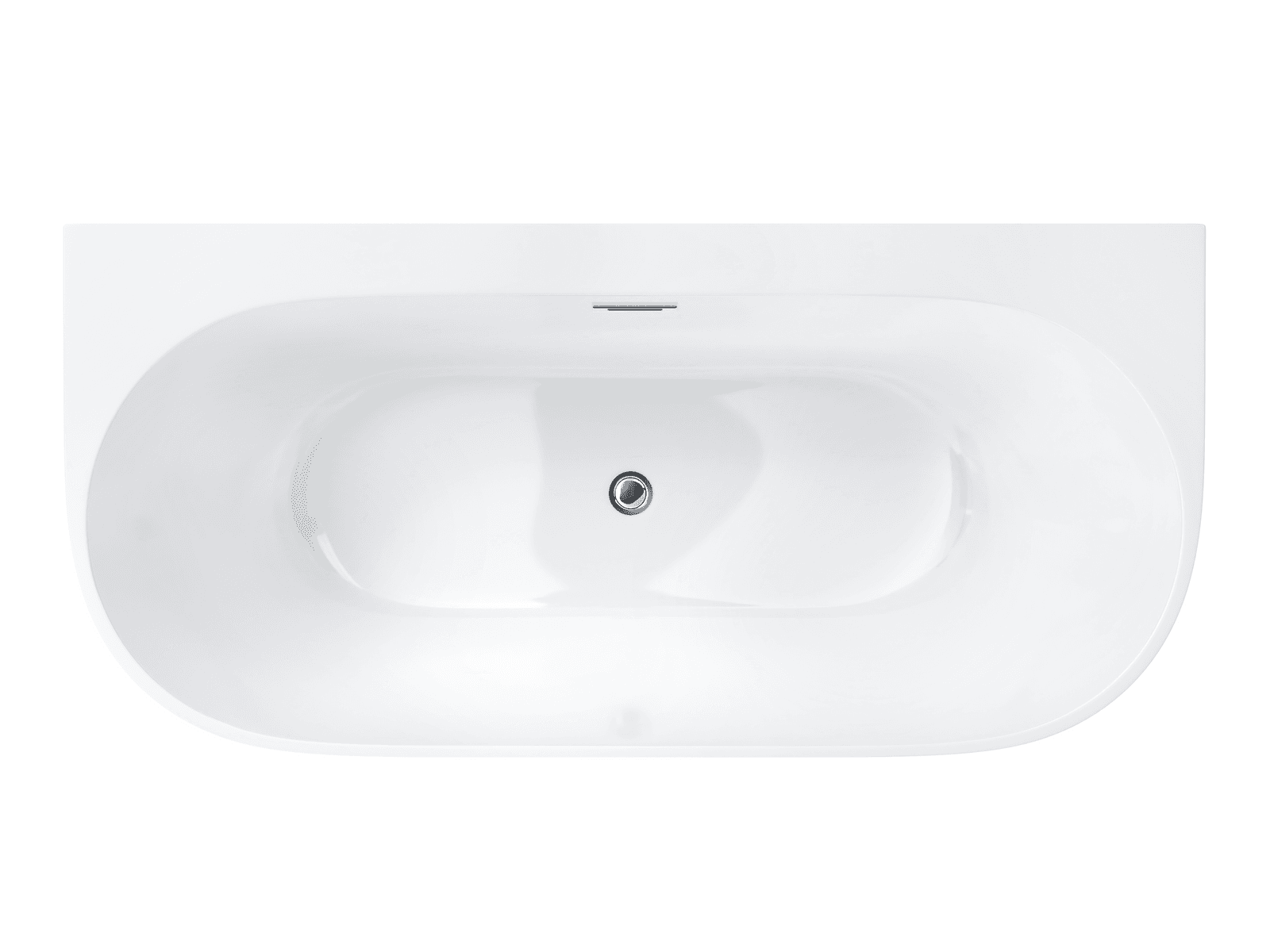 Wanna przyścienna wolnostojąca Corsan MONO 150 x 75 cm z szeroką krawędzią Korek klik-klak Chrom