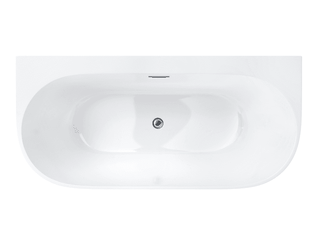 Wanna przyścienna wolnostojąca Corsan MONO 150 x 75 cm z szeroką krawędzią Korek klik-klak Chrom