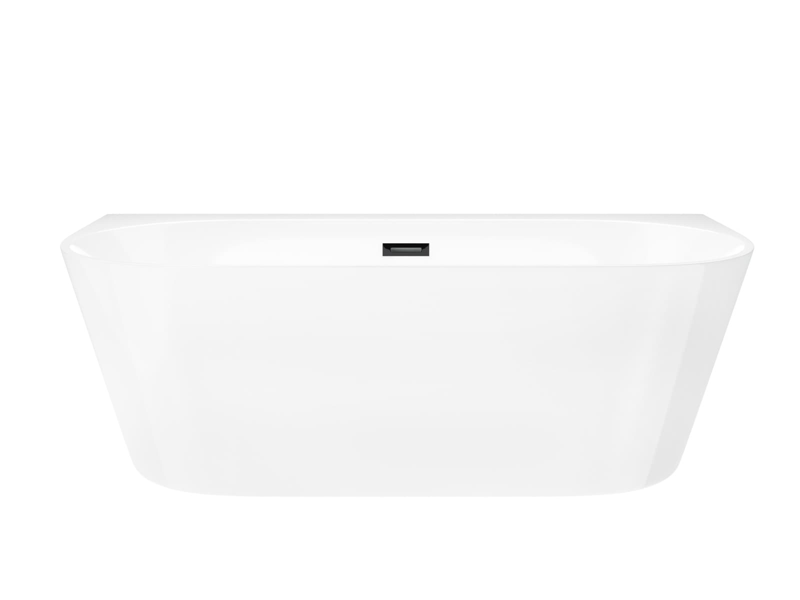 Wanna przyścienna wolnostojąca Corsan MONO 150 x 75 cm z szeroką krawędzią Korek Klik-Klak Czarny