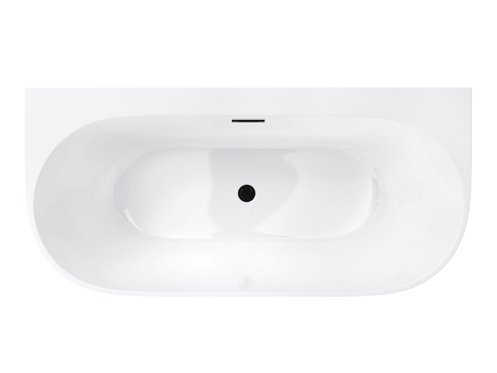 Wanna przyścienna wolnostojąca Corsan MONO 150 x 75 cm z szeroką krawędzią Korek Klik-Klak Czarny