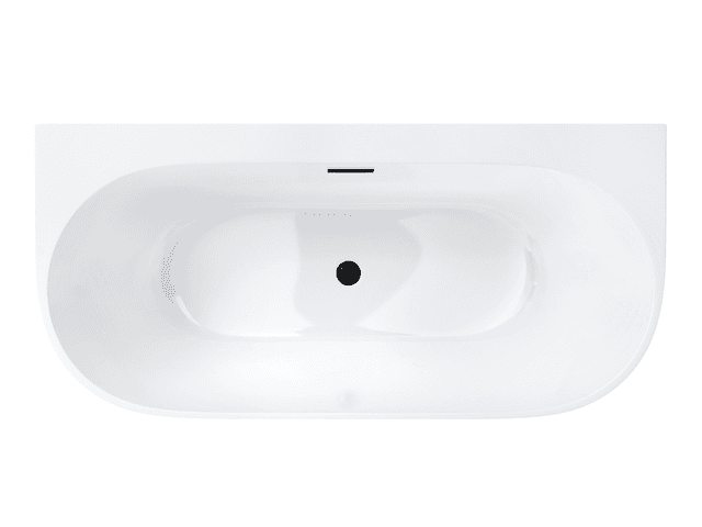 Wanna przyścienna wolnostojąca Corsan MONO 150 x 75 cm z szeroką krawędzią Korek Klik-Klak Czarny