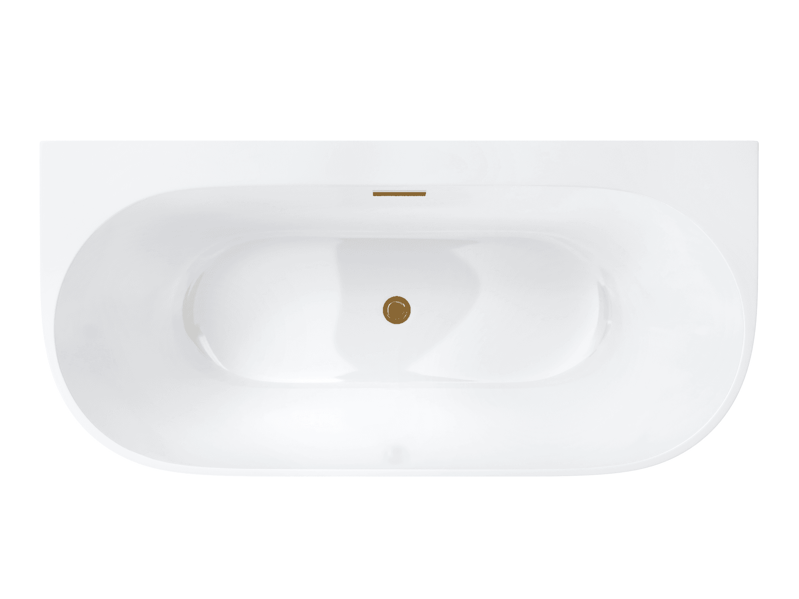 Wanna przyścienna wolnostojąca Corsan MONO 150 x 75 cm z szeroką krawędzią Korek Klik-Klak Złoty