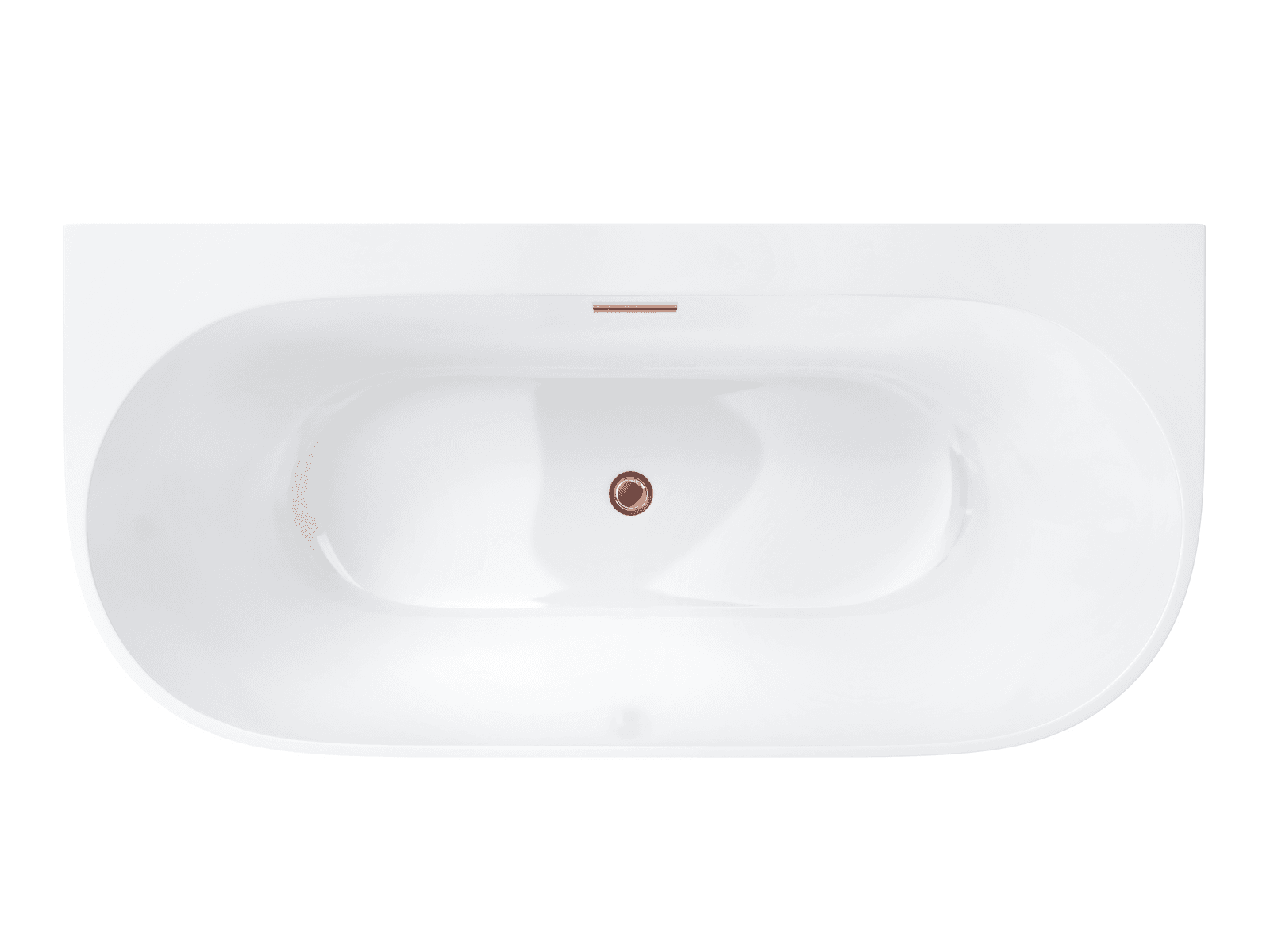 Wanna przyścienna wolnostojąca Corsan MONO 150 x 75 cm z szeroką krawędzią Korek Klik-Klak Miedziany / Różowe Złoto