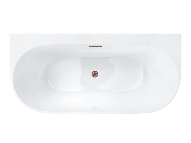 Wanna przyścienna wolnostojąca Corsan MONO 150 x 75 cm z szeroką krawędzią Korek Klik-Klak Miedziany / Różowe Złoto