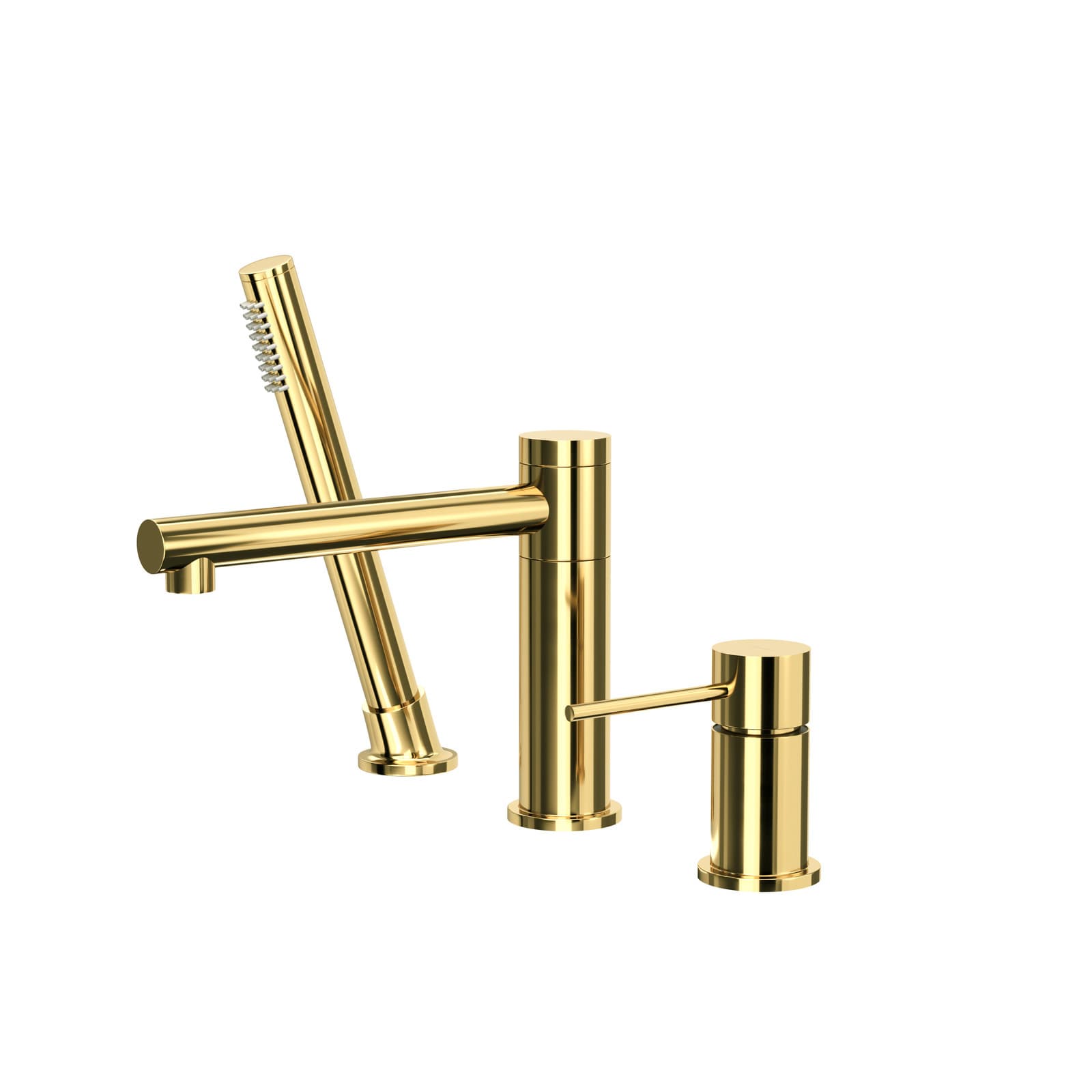 Bateria wannowa 3 otworowa LUGO CMB7542GL złota z wylewką i słuchawką prysznicową