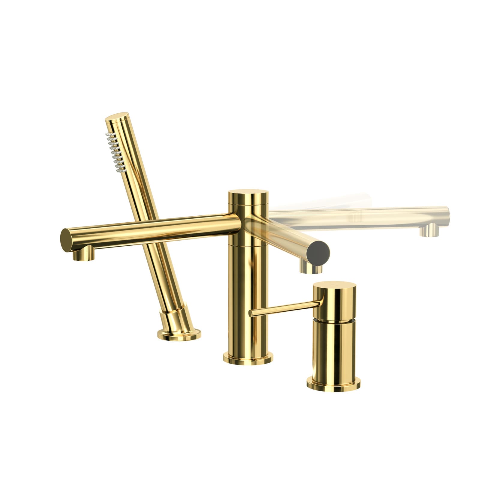 Bateria wannowa 3 otworowa LUGO CMB7542GL złota z wylewką i słuchawką prysznicową