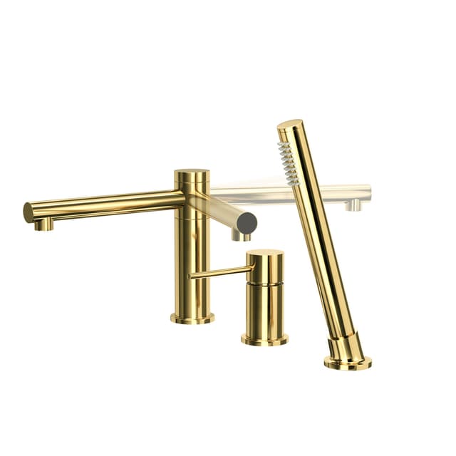 Bateria wannowa 3 otworowa LUGO CMB7542GL złota z wylewką i słuchawką prysznicową