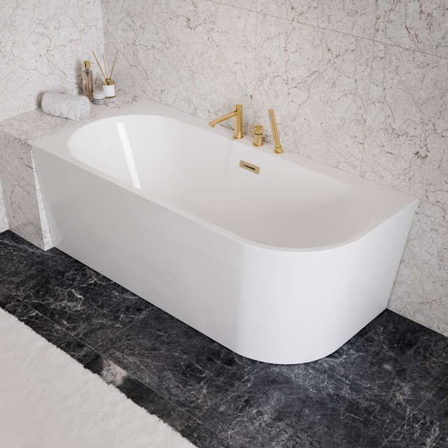 Bateria wannowa 3 otworowa LUGO CMB7542GL złota z wylewką i słuchawką prysznicową