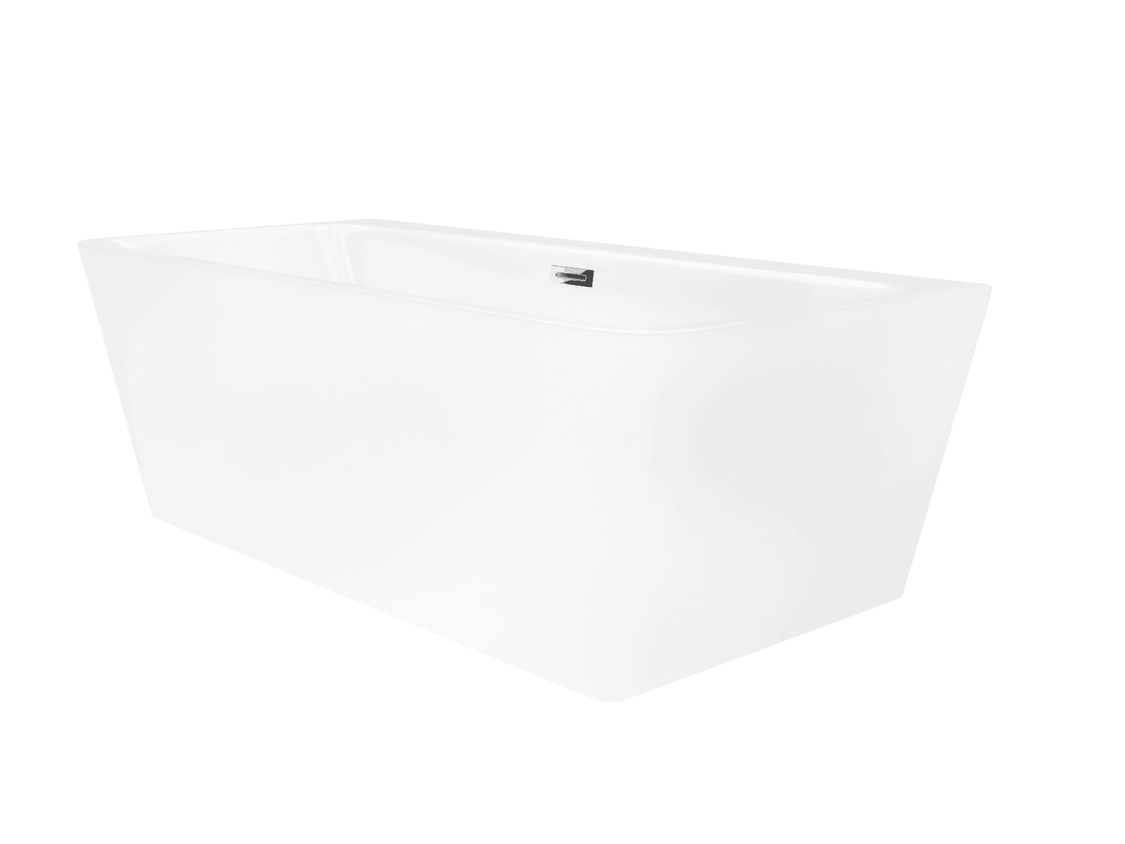 Wanna przyścienna wolnostojąca Corsan ISEO 150 x 75 cm z szeroką krawędzią Korek klik-klak Chrom