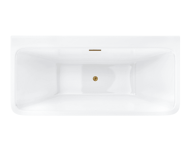 Wanna przyścienna wolnostojąca Corsan ISEO 150 x 75 cm z szeroką krawędzią Korek klik-klak Złoty