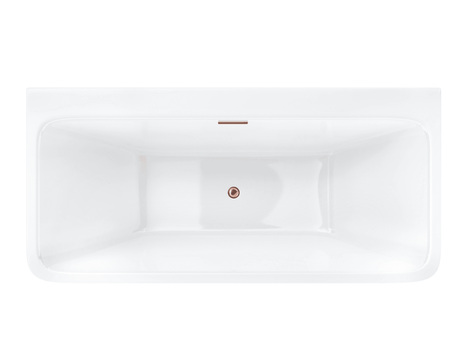 Wanna przyścienna wolnostojąca Corsan ISEO 150 x 75 cm z szeroką krawędzią Korek klik-klak Miedziany / Różowe Złoto