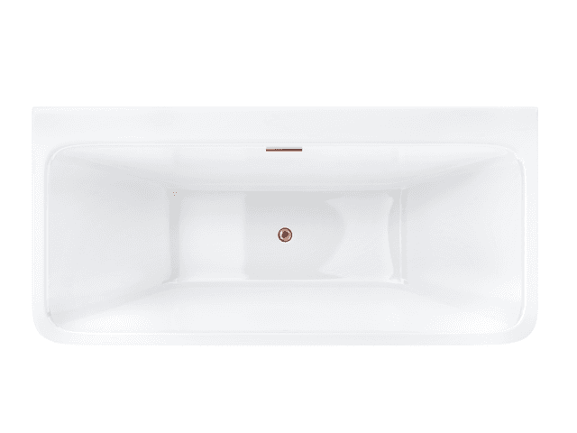 Wanna przyścienna wolnostojąca Corsan ISEO 150 x 75 cm z szeroką krawędzią Korek klik-klak Miedziany / Różowe Złoto